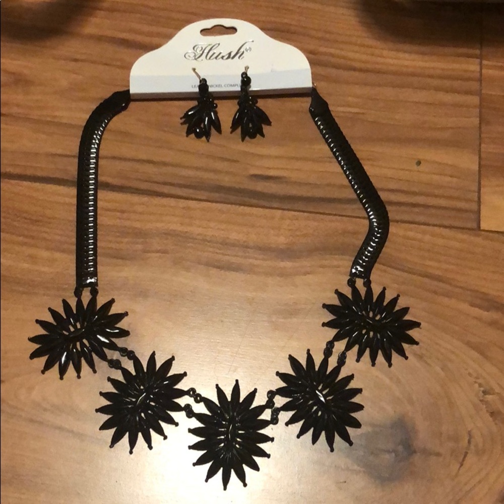 Black bead earring and Necklace set